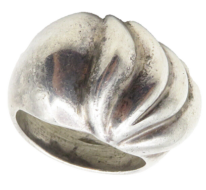 MEXICO 925 Sterling Silver  Vintage Shiny Fluted Dome Band Ring Sz 6.5  RG9756