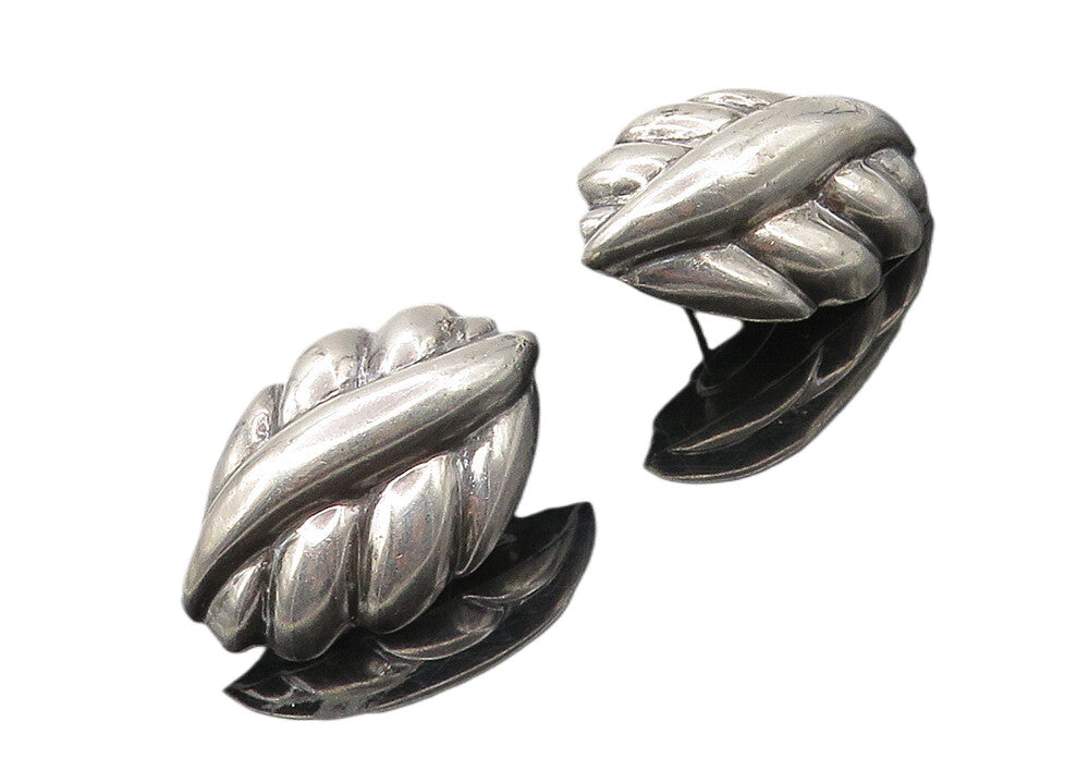 CHARLES KRYPELL 925 Silver & 14K GOLD  Vintage Fluted Drop Earrings  EG5080
