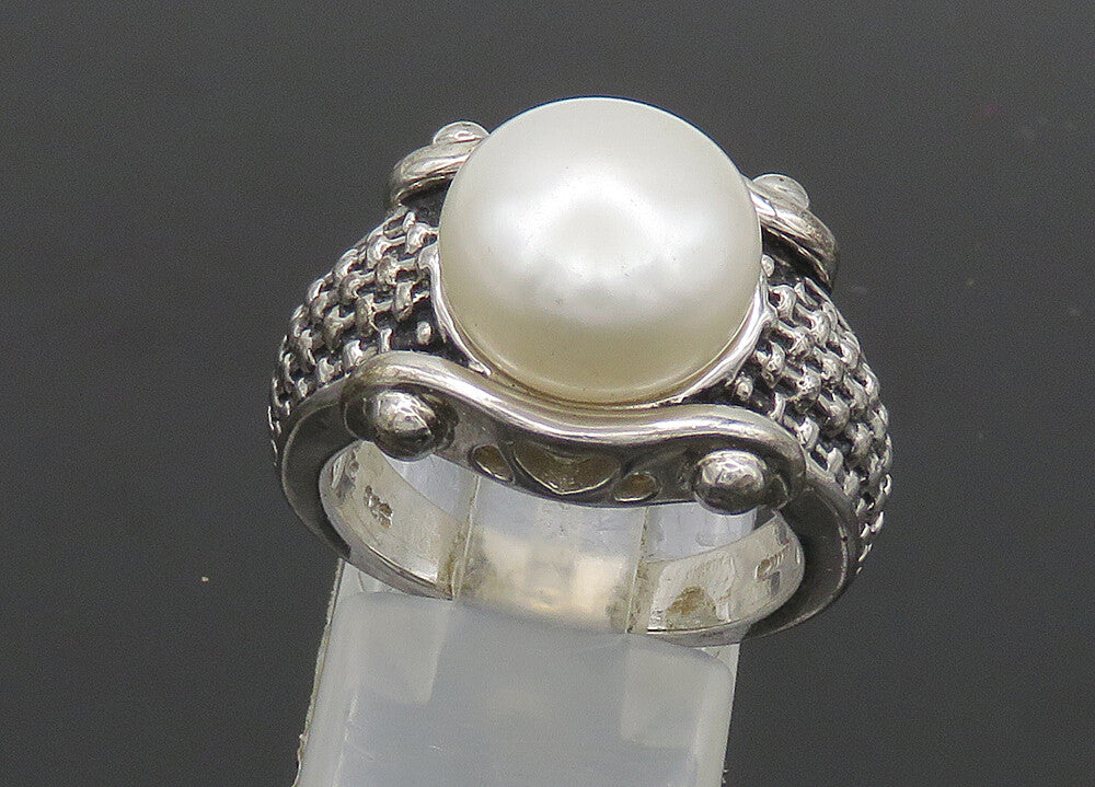 925 Sterling Silver  Vintage Freshwater Pearl Cocktail Ring Sz 7.5  RG20805