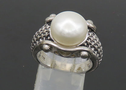 925 Sterling Silver  Vintage Freshwater Pearl Cocktail Ring Sz 7.5  RG20805