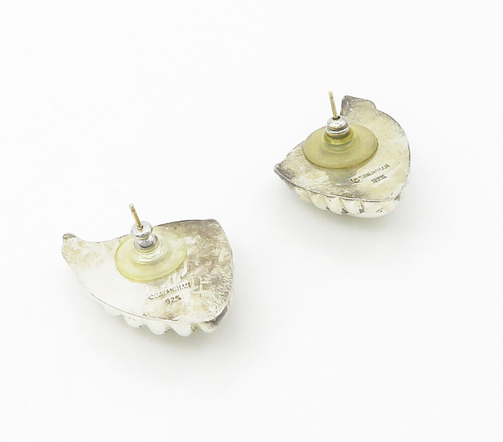 BAYANIHAN 925 Silver & 14K GOLD  Vintage Hollow Fluted Drop Earrings  EG8593