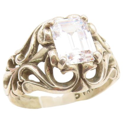 925 Sterling Silver Vintage Ring KABANA CZ Floral Openwork Band  Sz 7  RG36881