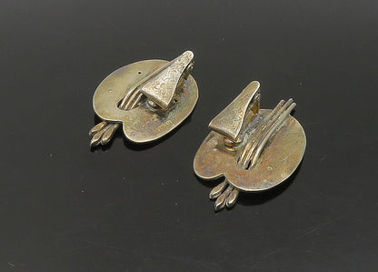 925 Silver  Vintage Antique Topaz Painter Palette Non Pierce Earrings  EG11352