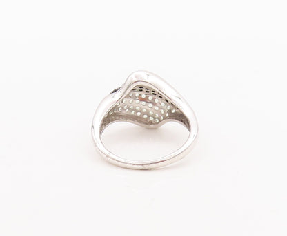 925 Sterling Silver Vintage Ring Modernist Spinel & Topaz Inlay  Sz 7  RG29597