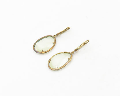 925 Sterling Silver  Vintage Faceted Quartz Gold Plated Drop Earrings  EG9396