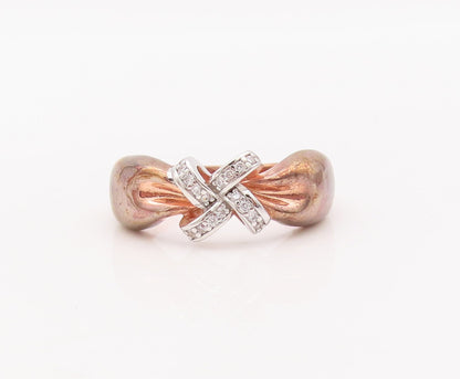 925 Sterling Silver Vintage Ring Rose Gold Plated CZ Inlay Knot  Sz 7  RG29319