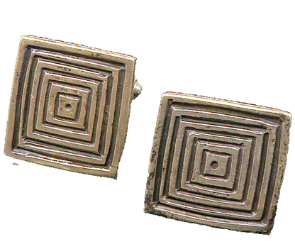 925 Sterling Silver  Vintage Dark Tone Square Patterned Cufflinks  TR3158