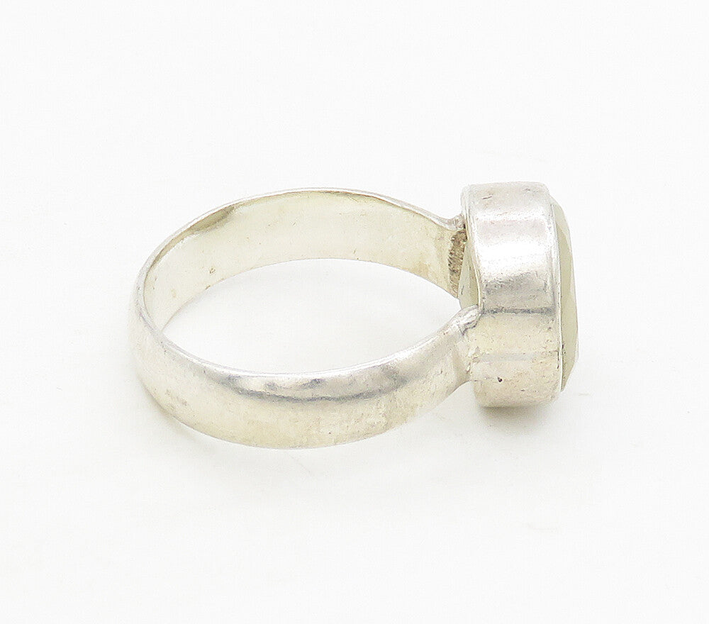 925 Sterling Silver  Vintage Faceted Quartz Smooth Cocktail Ring Sz 7  RG16933