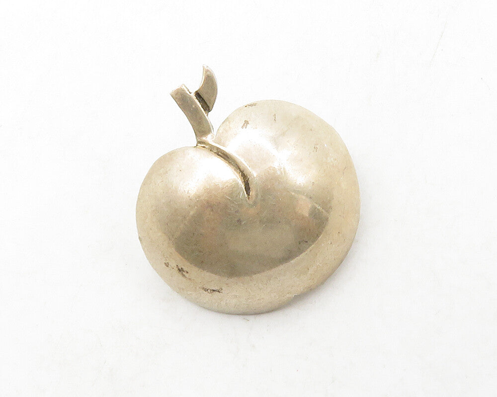 MEXICO 925 Silver  Vintage Dark Tone Apple Motif Smooth Brooch Pin  BP5014