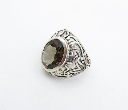 925 Sterling Silver Vintage Smoky Topaz Swirl Cocktail Ring Sz 7 RG4512