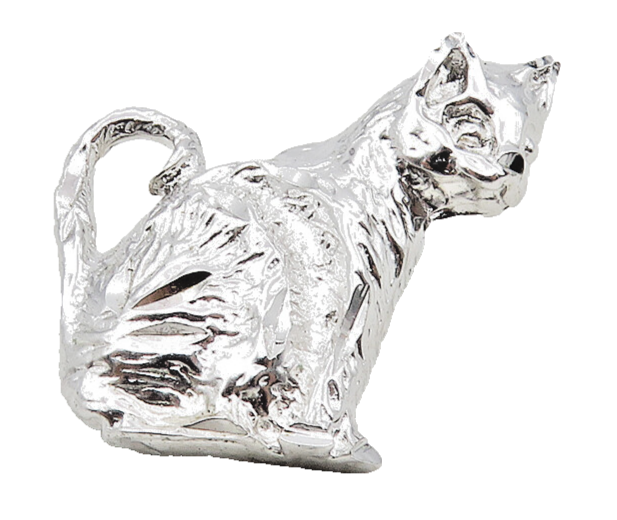 925 Sterling Silver  Vintage Shiny Petite Sitting Cat Motif Pendant  PT7795
