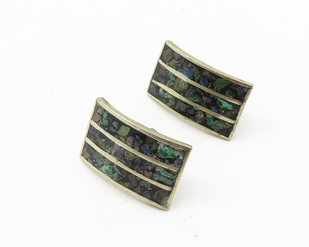 MEXICO 925 Sterling Silver   Vintage Turquoise Non Pierce Earrings  EG5734