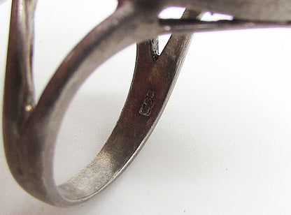 925 Sterling Silver  Vintage Gemstone Wavy Solitaire Ring Sz 7  RG3154