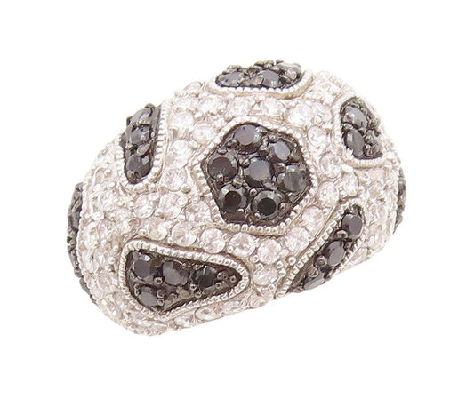 925 Sterling Silver Vintage Ring Designer Spinel & Topaz Inlay  Sz 7  RG31274