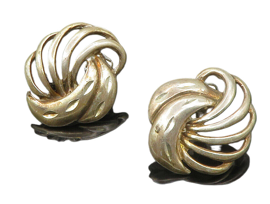 925 Sterling Silver  Vintage Cutout Swirl Design Shiny Drop Earrings  EG6978