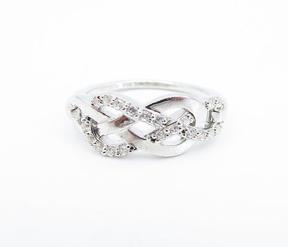 925 Sterling Silver  Topaz Open Pretzel Knot Polished Band Ring Sz 7  RG6864