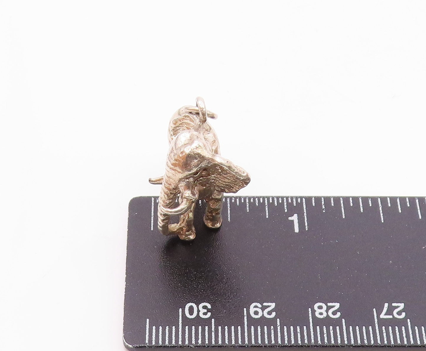 925 Sterling Silver  Vintage Shiny Sculpted Elephant Animal Pendant  PT15344
