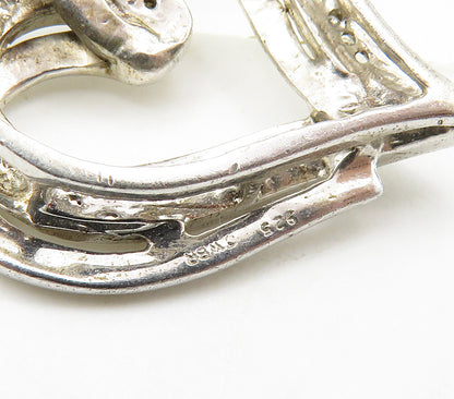 925 Sterling Silver  Vintage Genuine Diamonds Love Heart Pendant  PT12536