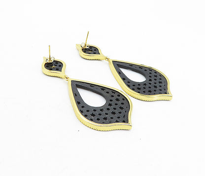 925 Sterling Silver  Topaz Accented Gold Plated Cutout Drop Earrings  EG2675