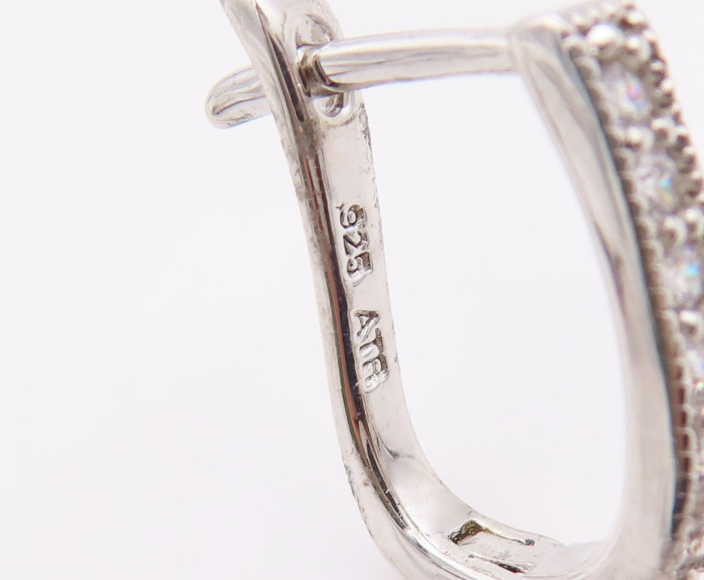 925 Sterling Silver Vintage Earrings Dazzling CZ Halo Teardrop Cluster  EG14376