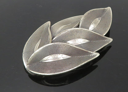 BEAU 925 Sterling Silver  Vintage Floral Leaf Bunch Motif Brooch Pin  BP4324