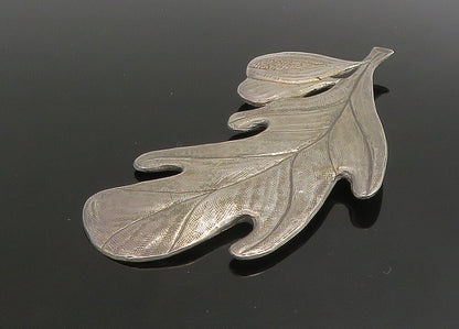 MANFREDI 925 Silver  Vintage Shiny Etched Floral Leaf Brooch Pin  BP9066