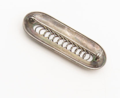 EUROPE 925 Silver  Vintage Brutalist Race Track With Rings Brooch Pin  BP10376