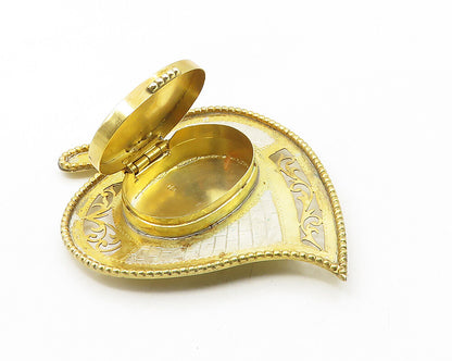 925 Sterling Silver  Vintage Two Tone Floral Swirl Pill Box (OPENS)  TR1775