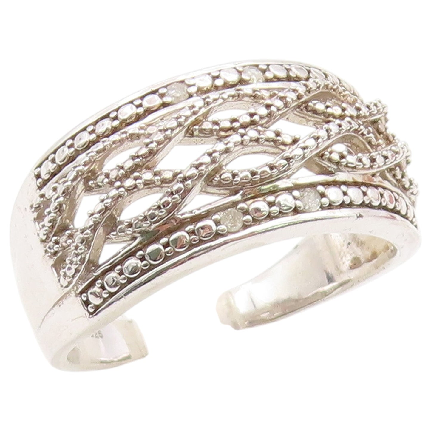 925 Sterling Silver Vintage Ring Topaz Braided Celtic Weave Band  Sz 12  RG36681