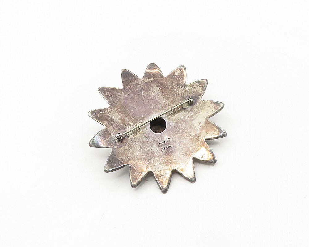 SUARTI BALI 925 Silver  Vintage Ornate Detail Flower Motif Brooch Pin  BP7229