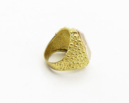 925 Sterling Silver  Faceted Topaz Gold Plated Cocktail Ring Sz 10  RG17241