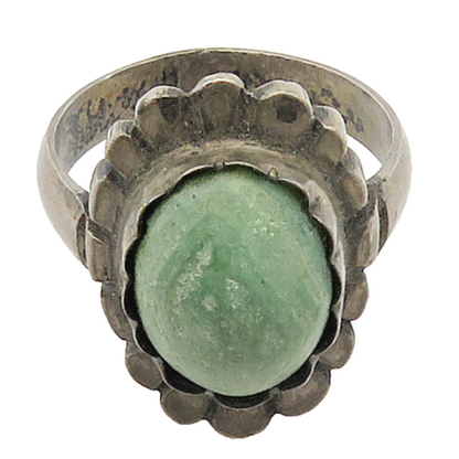 925 Sterling Silver  Vintage Antique Jasper Floral Cocktail Ring Sz 6  RG16936