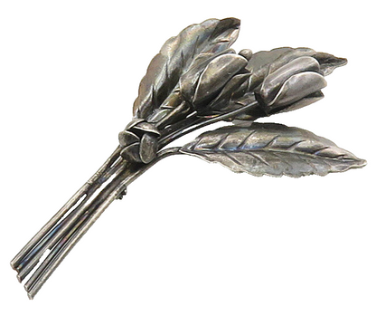 925 Sterling Silver  Vintage Dark Tone Rose Flowers Brooch Pin  BP6153