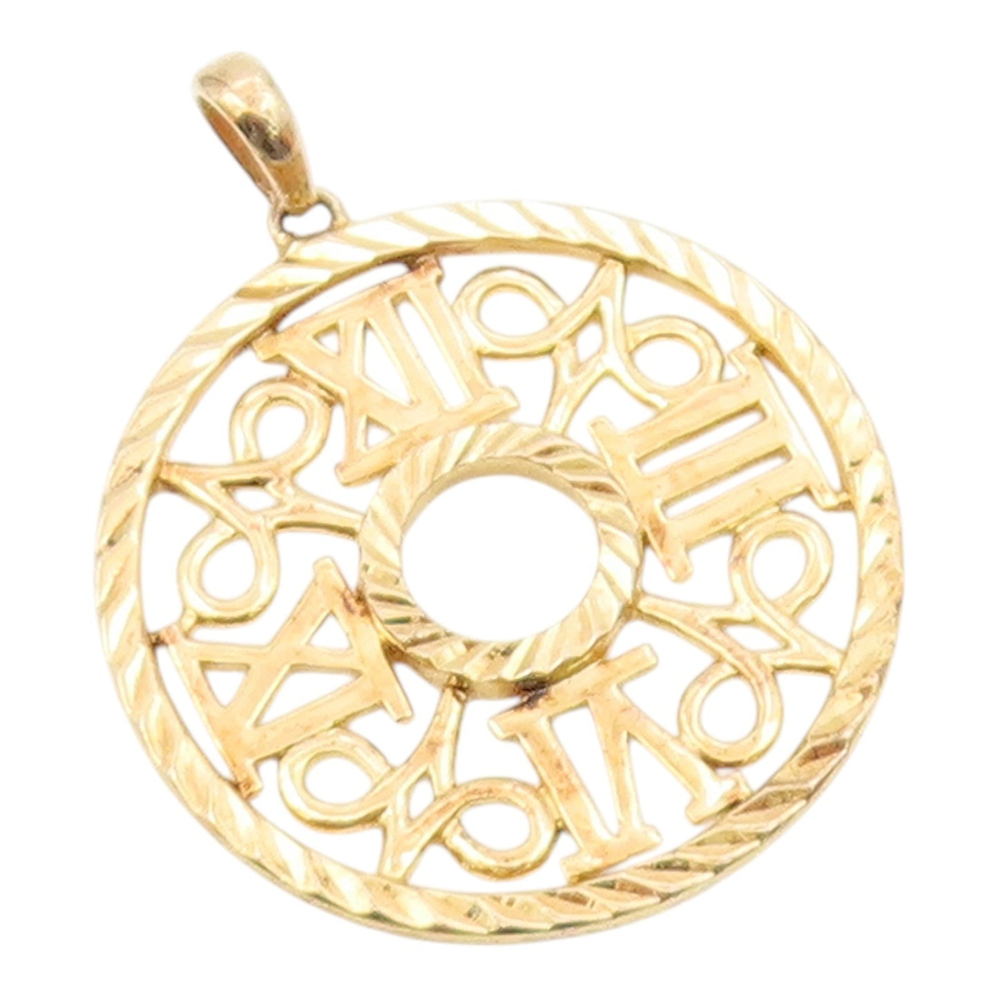ROSS SIMON 925 Silver  Shiny Gold Plated Roman Numerals Pendant  PT14122