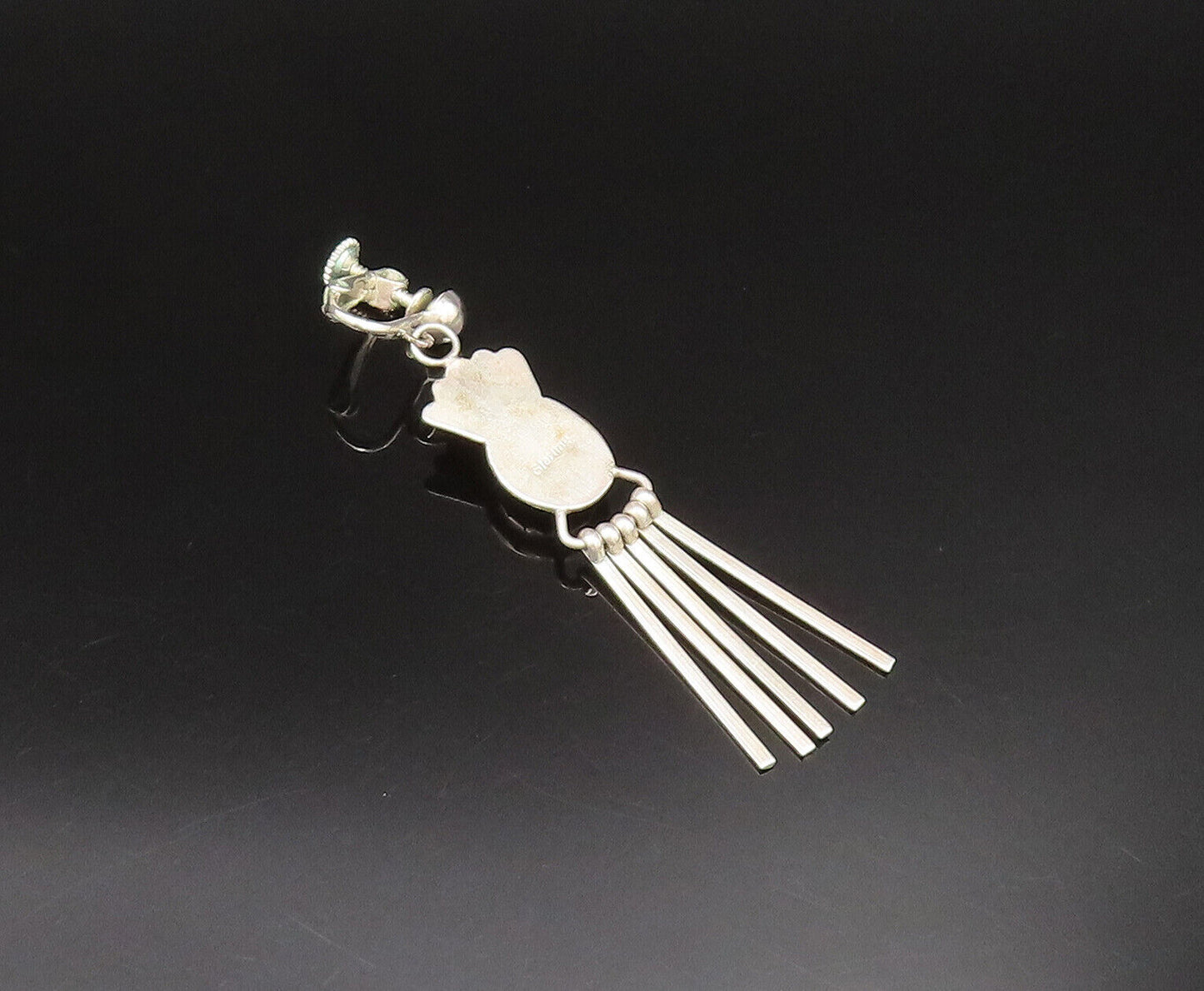 NAVAJO 925 Silver  Vintage Black Onyx Bar Dangle Screw Back Earrings  EG11950