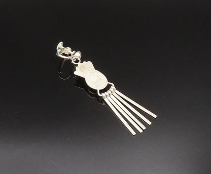 NAVAJO 925 Silver  Vintage Black Onyx Bar Dangle Screw Back Earrings  EG11950