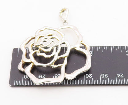 JACMEL 925 Sterling Silver  Vintage Shiny Flower Outline Pendant  PT18367