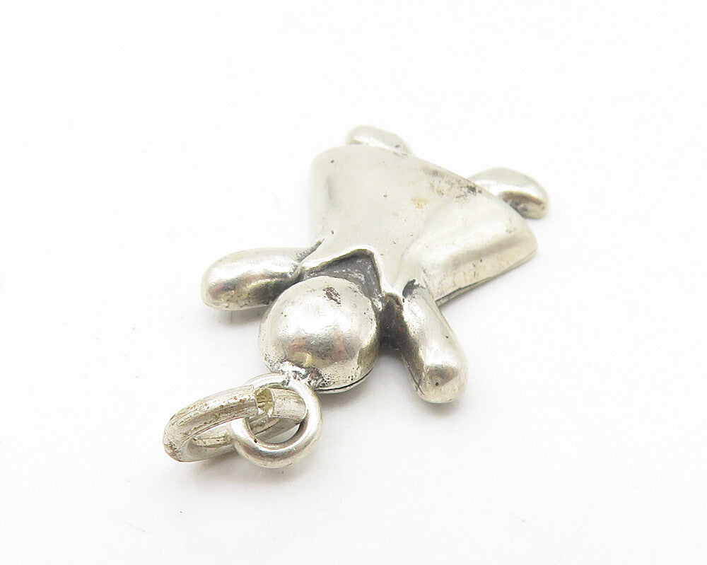 925 Sterling Silver  Vintage Dark Tone Girl In Dress Motif Pendant  PT8900