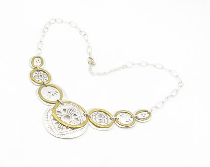 SILPADA 925 Sterling Silver  Vintage Two Tone Floral Chain Necklace  NE2283