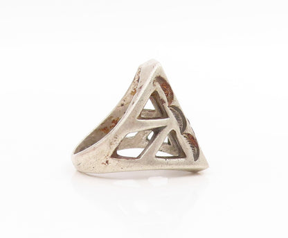 925 Sterling Silver Vintage Ring NAVAJO ZUNI Turquoise Inlay Band  Sz 9  RG34024