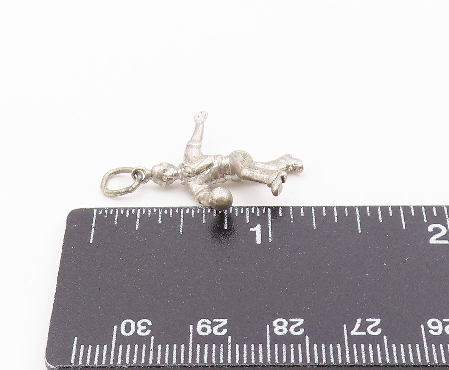 925 Sterling Silver  Vintage Shiny Man Bowling Sports Motif Pendant  PT18883