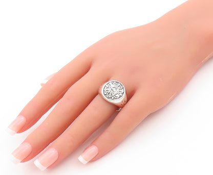 925 Sterling Silver Vintage Ring Religious Mantra Tibetan Buddhist Sz 10 RG32861