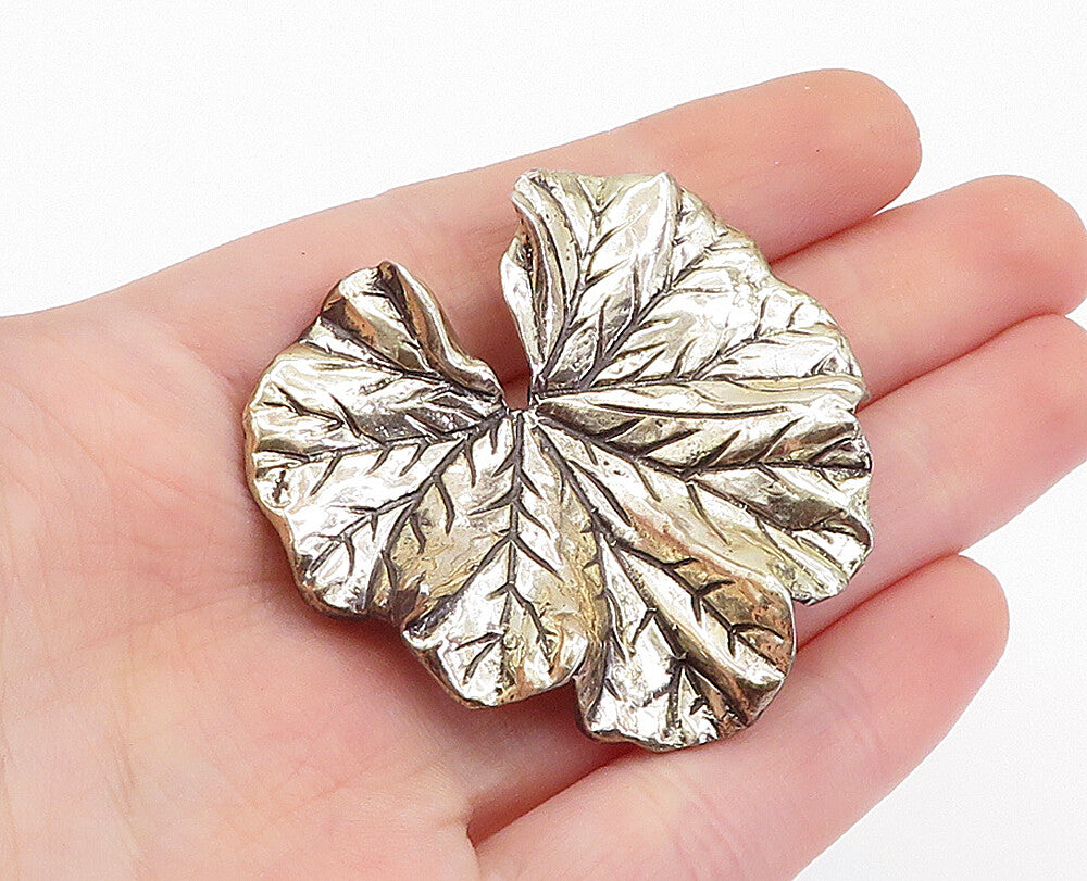 JEWEL ART 925 Sterling Silver  Vintage Shiny Single Leaf Brooch Pin  BP2056