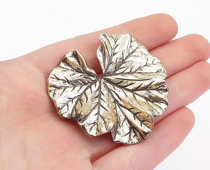 JEWEL ART 925 Sterling Silver  Vintage Shiny Single Leaf Brooch Pin  BP2056