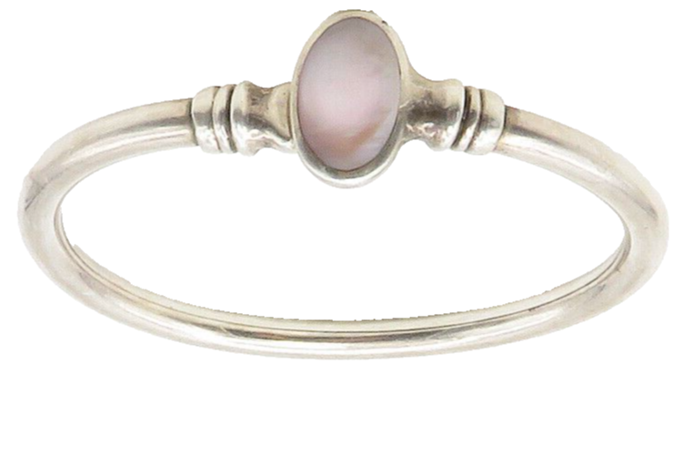 KABANA 925 Silver  Vintage Shiny Pink Mother Of Pearl Bangle Bracelet  BT6594