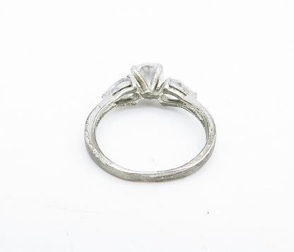 925 Sterling Silver  Cubic Zirconia Solitaire With Accents Ring Sz 6  RG7597
