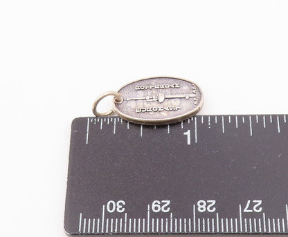 925 Sterling Silver  Vintage Euromast Rotterdam Oval Medal Pendant  PT20674