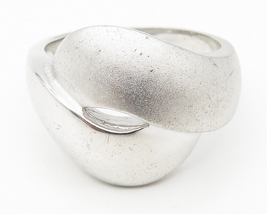 925 Sterling Silver  Shiny Matte Bypass Design Band Ring Sz 8  RG11407