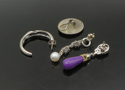DESIGNER 925 Silver & 14K GOLD  Vintage Pearl Lot Single Earrings  EG11383