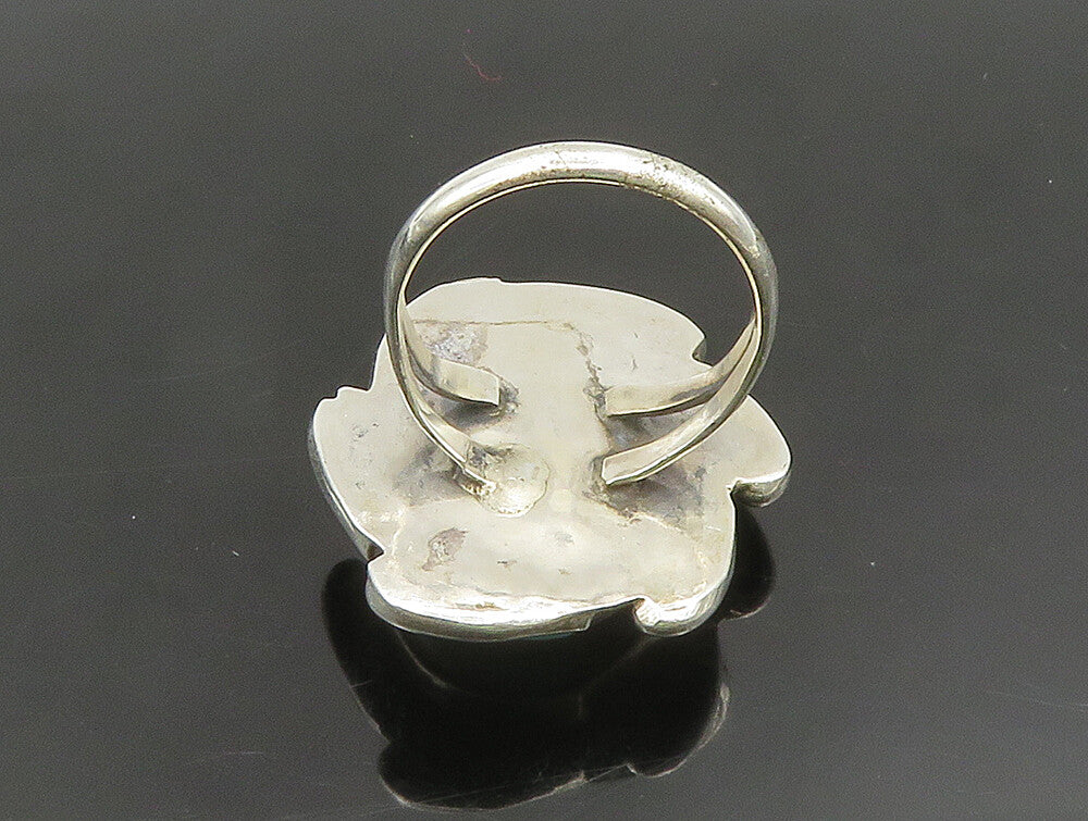 SOUTHWESTERN 925 Silver Vintage Twisted Rope Turquoise Ring Sz 8 RG24403
